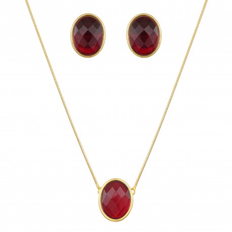 Conjunto Fane's Pedras Naturais Cristais Dourado