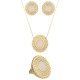 Conjunto Fane's Pedras Naturais Drusa Mini Pérolas Metal Dourado