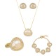 Conjunto Fane's Pedras Naturais Cristal Zircônia Metal Dourado