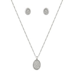Conjunto Fane's Pedras Naturais Drusa Platina Metal Prata P