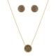 Conjunto Fane's Pedras Naturais Drusa Bronze Metal Dourado M
