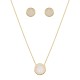 Conjunto Fane's Pedras Naturais Drusa Branca Metal Dourado M
