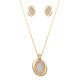 Conjunto Fane's Pedras Naturais Drusa Branca Metal Dourado M