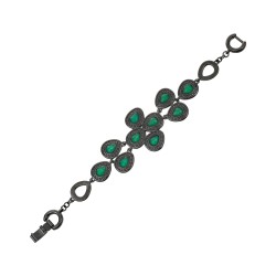 Pulseira Fane's Pedras Naturais Àgata Zircônias Metal Grafite
