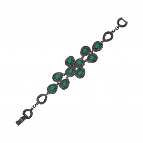 Pulseira Fane's Pedras Naturais Àgata Zircônias Metal Grafite