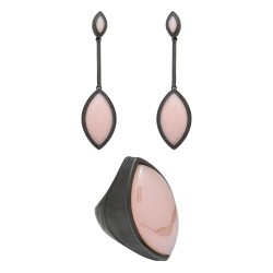 Conjunto Fane's Pedras Naturais Àgata Zircônia Metal Preto