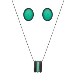 Conjunto Fane's Pedras Naturais Àgata Zircônias Metal Preto