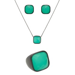 Conjunto Fane's Pedras Naturais Àgata Metal Preto