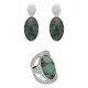 Conjunto Fane's Pedras Naturais Jaspe Zircônias Metal Prata
