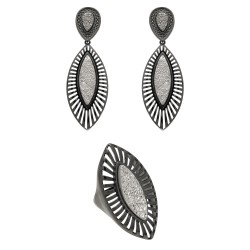 Conjunto Fane's Pedras Naturais Drusa Metal Preto