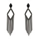 Conjunto Fane's Pedras Naturais Zircônias Franjas Metal Preto