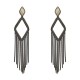 Conjunto Fane's Pedras Naturais Quartzo Franjas Metal Preto