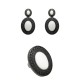 Conjunto Fane's Pedras Naturais Madrepérola Zircônias Preto