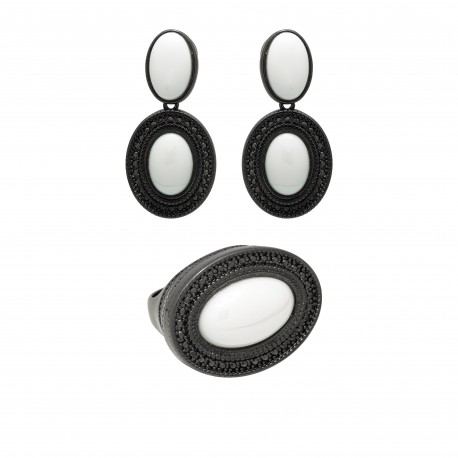 Conjunto Fane's Pedras Naturais Dolomita Zircônias Preto