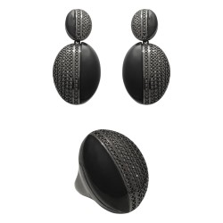 Conjunto Fane's Pedras Naturais Zircônias Metal Preto