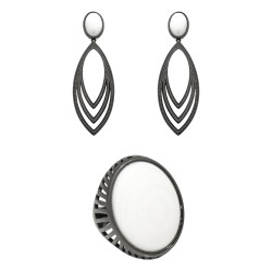 Conjunto Fane's Pedras Naturais Dolomita Metal Preto