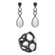 Conjunto Fane's Pedras Naturais Dolomita Zircônias Metal Preto