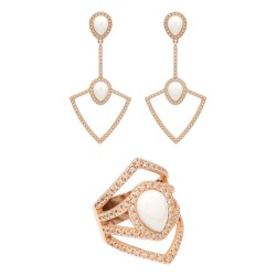 Conjunto Fane's Pedras Naturais Dolomita Zircônias Metal Rose