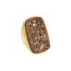 Anel Fane's Pedras Naturais Drusa Bronze Metal Dourado
