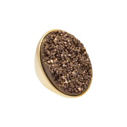 Anel Fane's Pedras Naturais Drusa Bronze Metal Dourado