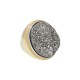 Anel Fane's Pedras Naturais Drusa Platina Metal Dourado