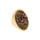 Anel Fane's Pedras Naturais Drusa Bronze Metal Dourado