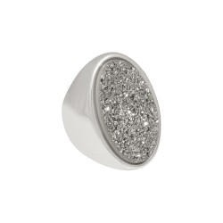 Anel Fane's Pedras Naturais Drusa Platina Metal Prata