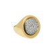 Anel Fane's Pedras Naturais Drusa Platina Metal Dourado