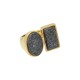 Anel Fane's Pedras Naturais Drusa Negra Metal Dourado