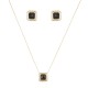 Conjunto Fane's Pedras Naturais Onix Zircônia Dourado