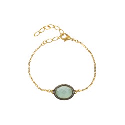 Pulseira Fane's Pedra Natural Ágata Metal Dourado