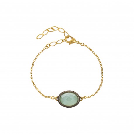 Pulseira Fane's Pedra Natural Ágata Metal Dourado