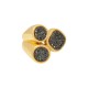Anel Fane's Pedras Naturais Drusa Negra Metal Dourado