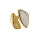 Anel Fane's Pedras Naturais Drusa Platina Ouro Metal Dourado