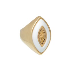 Anel Fane's Pedras Naturais Drusa Ouro Àgata Metal Dourado