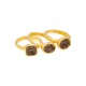 Anel Fane's Pedras Naturais Drusa Bronze Kit Metal Dourado