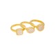 Anel Fane's Pedras Naturais Drusa Branca Kit Metal Dourado