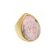 Anel Fane's Pedra Natural Rodocrosita Metal Dourado