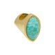 Anel Fane's Pedra Natural Amazonita Turquesa Metal Dourado