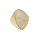 Anel Fane's Pedra Natural Quartzo Rutilado Metal Dourado