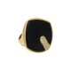 Anel Fane's Pedra Natural Onix Zircônias Metal Dourado