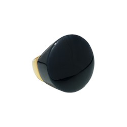 Anel Fane's Pedra Natural Onix Metal Dourado