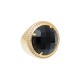 Anel Fane's Pedra Natural Onix Zircônias Metal Dourado