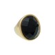 Anel Fane's Pedra Natural Onix Metal Dourado