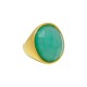 Anel Fane's Pedra Natural Àgata Verde Metal Dourado