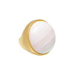 Anel Fane's Pedra Natural Morganita Metal Dourado