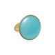 Anel Fane's Pedra Natural Àgata Azul Céu Metal Dourado