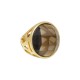 Anel Fane's Pedra Natural Cristal Mocca Metal Dourado