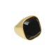 Anel Fane's Pedra Natural Onix Metal Dourado