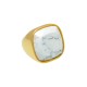 Anel Fane's Pedra Natural Howlita Branca Metal Dourado